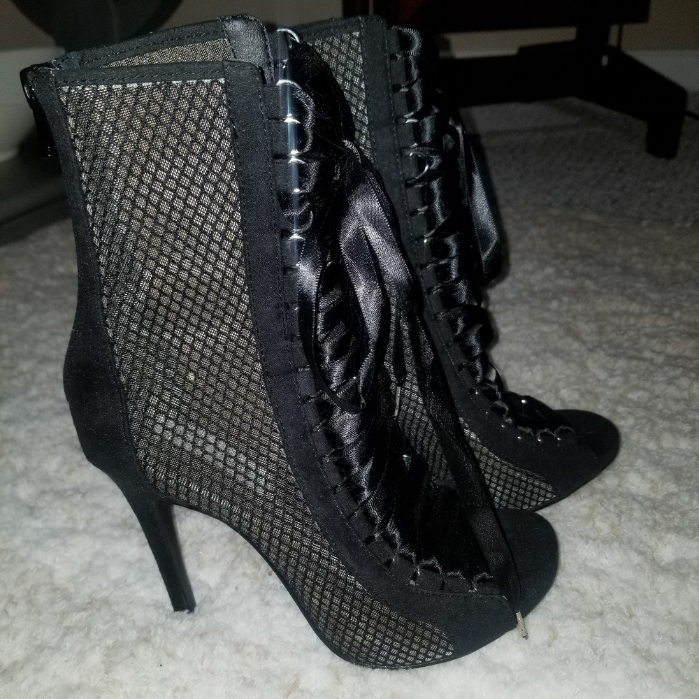 Steve Madden Lace and mesh high heel booties